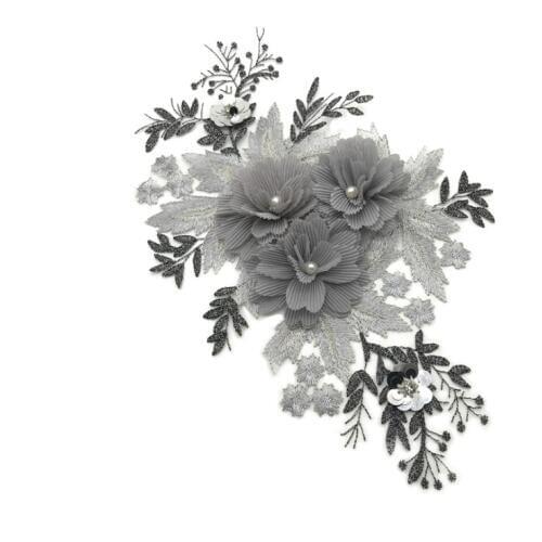 1Pc 3D Lace Applique Embroidered Pearls Patches DIY Craft Wedding Dress Accessories French Lace Fabric For Lace Evening Dresses