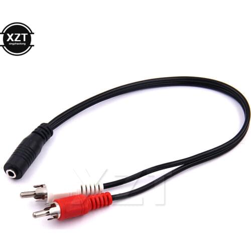 Hot Selling 10pcs/lot 3.5mm Y Adapter Stereo Audio For Female Jack To Standard 2 RCA Male Socket Headphones Aux Cable