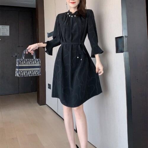 Fashion suit 2020 spring and Autumn New Womens silk jacquard acetate dress