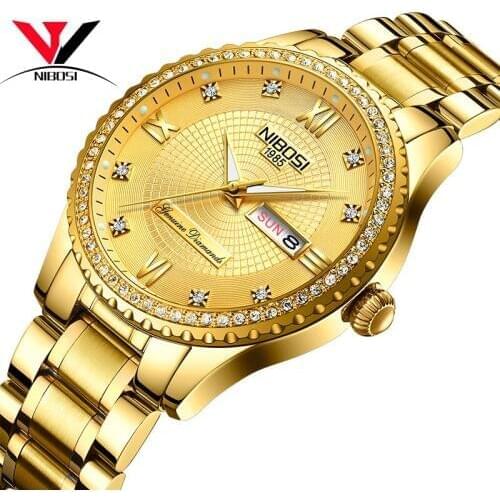 Montre Homme 2018 NIBOSI Famous Brand Luxury Watch Men Waterproof Crystal Wristwatch Dress Gold Watches Stainless Steel Uhren