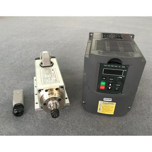 CNC Router Spindle Motor 1.5KW Air Cooled Machine Tool Spindle + 220V/1.5KW Inverter Square Milling Machine