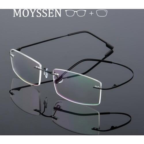 Bussiness Men Light Square Titanium Alloy Foldable Rimless Glasses Myopia Presbyopia Progressive Frameless Eyeglasses Women