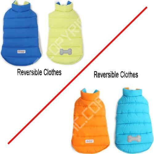 2016 New Winter Warm Pet Dog Clothes Smal Waterproof Dog Coat Jacket Pet Cotton Padded Reversible Apparels Vest Pet Clothes