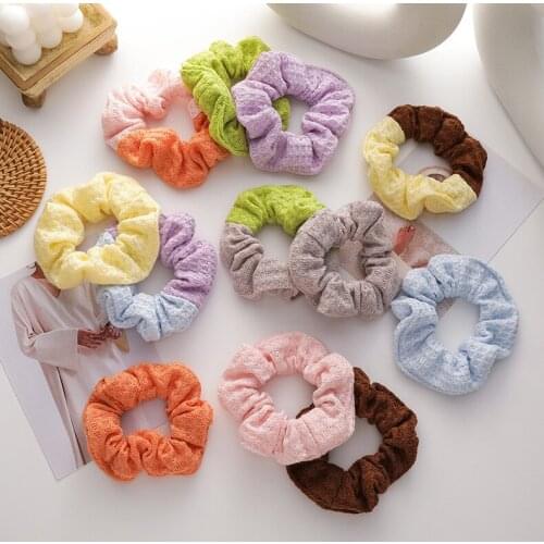 New Autumn winter knitted wool stitching hair tie large intestine circle candy color Elastic Hair Bands Women Girl Accessories