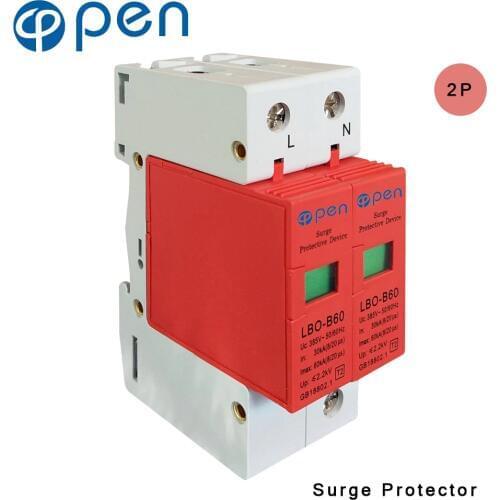 OPEN LBO-B60 Series Household SPD Surge Protector 1P+N 30kA 60kA 380VAC Low Voltage Arrester Device Red