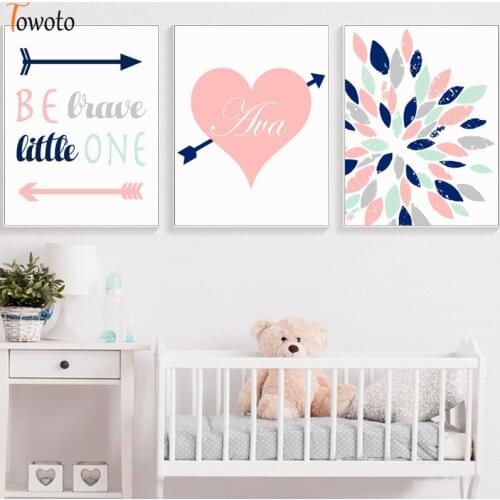 Pastel Pink Canvas Painting Inspiration Quotes Posters and Prints Woodland Nursery Wall Art Tribal Girl Room Decoration Pictures