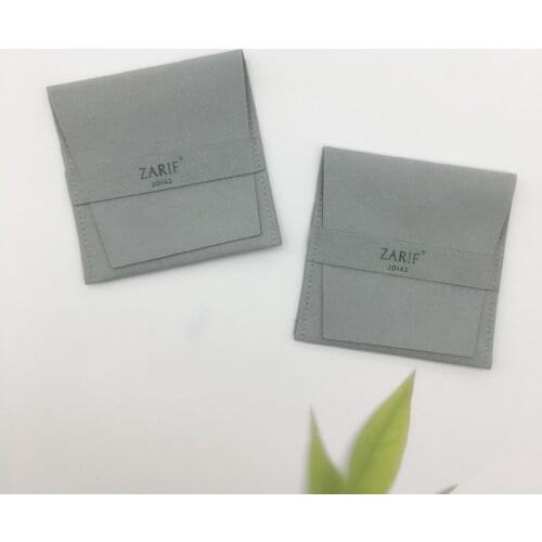 50 pieces of gray personalized jewelry packaging bag custom logo pink envelope bag fashion small envelope bag microfiber jewelry