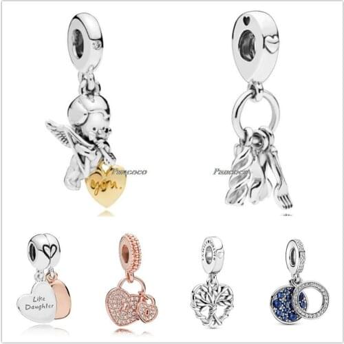 Authentic 925 Sterling Silver The Ultimate Matchmaker With Gold Love Heart Charm Beads Fit Pandora Bracelet & Necklace Jewelry