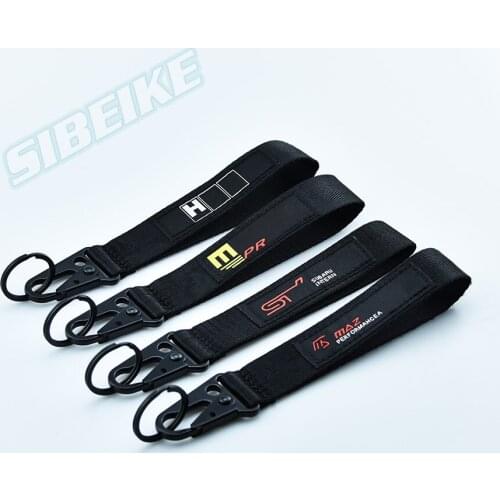 Promotional Gifts Custom Fabric Embroidery Car Keychains Woven Keychain Strap