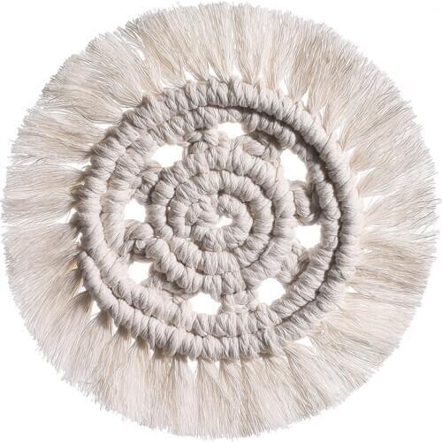 Nordic Macrame Cup Pad Bohemia Coaster Dining Table Mat Handmade Cotton Braid Non-slip Insulation Mat Home Table Decoration