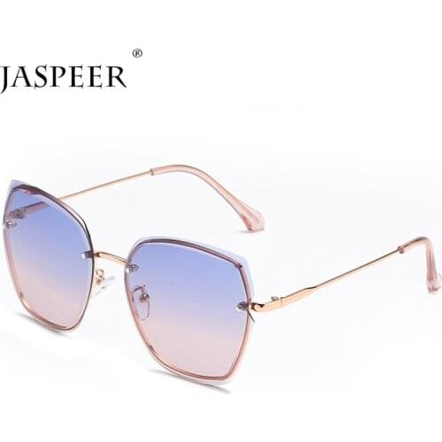 JASPEER Gradient Sunglasses Women Men Square Rimless Sun Glasses UV400 Frameless Shades Oversized Vintage Fashion Eyewear