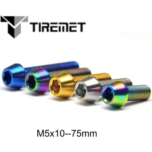 Tiremet Titanium Bolts M5x 10 15 16 18 20 25 30 35 40 45 50 55 60 mm Tapper Hex Head Screw Fit Headset Cap Mountain Road Bike