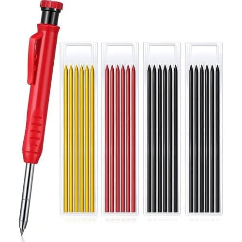 Solid Carpenter Pencil with Sharpener Set Includes 1 Carpenter Pencils Marker Mechanical Pencil Refill Scriber Wood Floor Marks
