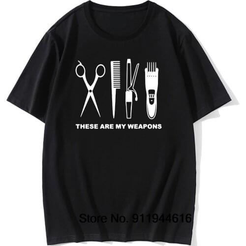 Barber Funny T-Shirt Men Short Sleeve O-Neck Cotton Harajuku Casual Hairdresser Weapon T Shirt Scissors Clothes Summer Tops Tee
