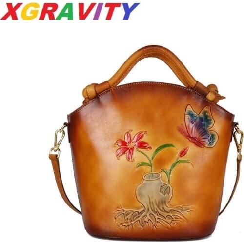 Women Luxury Branded Flower Butterfly Genuine Leather Handbags Cross Body Ladies Bags Feamale Retro Ethnic Handbags Tote Bags