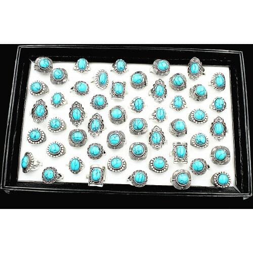 MixMax 20pcs Womens Metal Stone Fashion Jewelry Rings Party Gifts Mix Styles Resizable