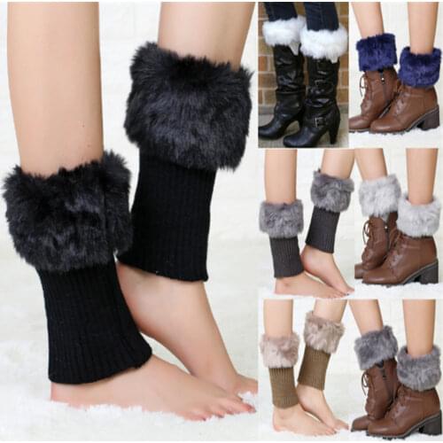 Ladies Winter Knitted Leg Warmers Boot Furry Toppers Leg Warmers ST001