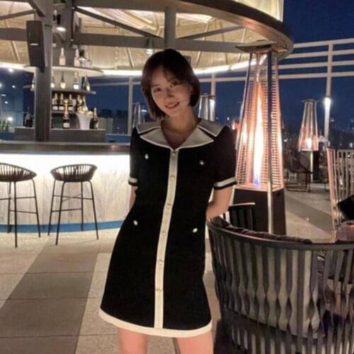 Korean Fashion Women Summer New Single Breasted Mini Dress High Version Ladies Elegant Party Dresses Female Evening Dress ML209