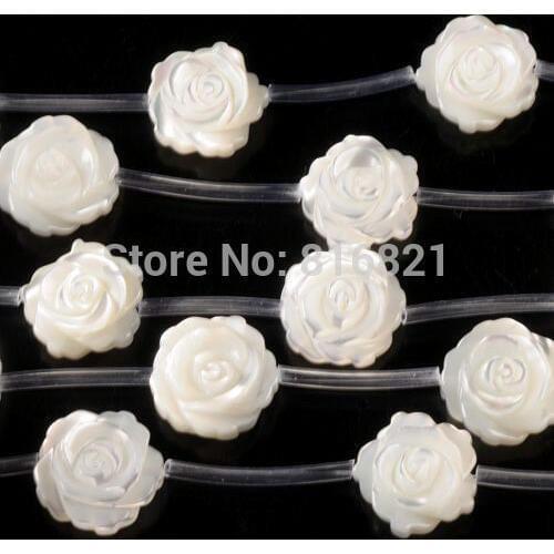1 strand/lot ) New 12x5mm Carving MOP Mother of Pearl Shell Flower Beads Loose Charms mother of pearl flower beads