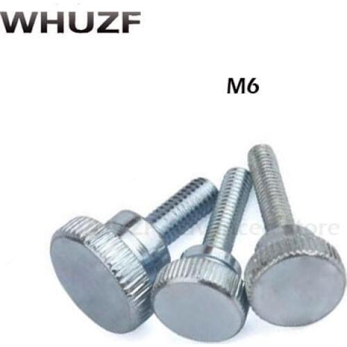 10pcs/lot M6 M6*8/10/12/14/16/18/20/25/30/35/40 Knurling step Flat Head Knurled Thumb Screw Hand Tighten Computer Screws