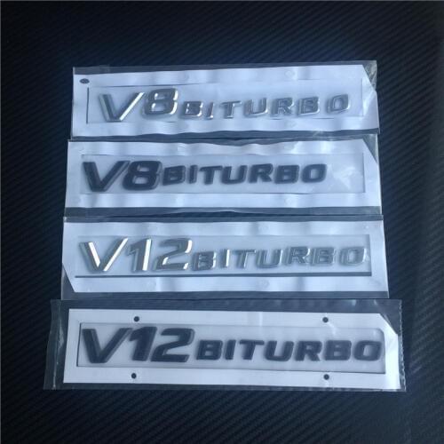 10pcs New Car Styling V8 V12 Biturbo V8Biturbo V12Biturbo Black Silver Rear Boot Badge Emblem