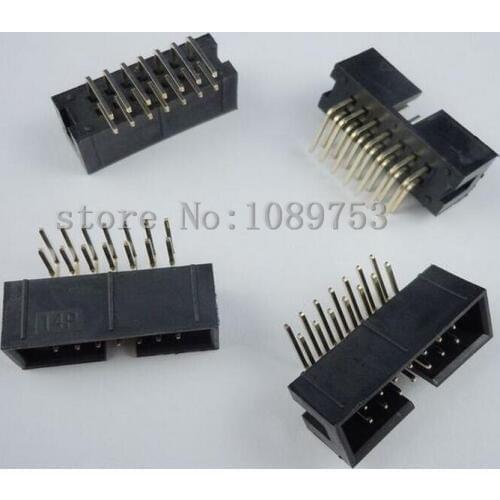 20 pcs 14 Pins 2x7 Box Header Connector IDC Male Sockets Right Angle 2.54mm