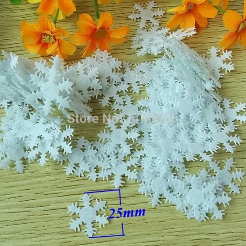 300PCS wholesale 2.5cm White snowflake patch,non-woven cute flower applique Crafts non-woven felt snowflake patch