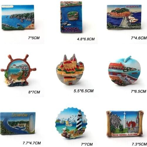 3D resin Fridge Magnet austria corsica kusadasi vienna Souvenir Magnetic Sticker Home Decor collection gift