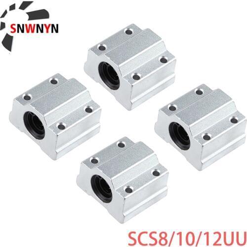 4PCS Linear Motion Ball Bearing Slide Block Bushing SCS8UU SCS10UU SCS12UU Linear Shaft CNC 3D Printer Parts RU SHIPPING