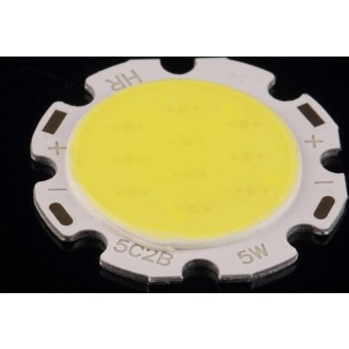 5pcs/lot Pure White Round COB Super Bright Long Service Life LED Less Thermal Resistance SMD Chip Light Lamp Bulb DC 9-12V 3W