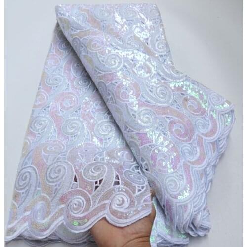 Organza African Sequin Lace Fabric Embroidery French Lace Fabric 2021 High Quality Lace Nigerian Tulle Lace For Party WQ9021