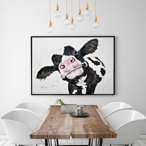 Watercolor Cow Canvas Painting Wall Art Prints Posters Modern Animal Art Wall Pictures for Living Room bedroom unframed