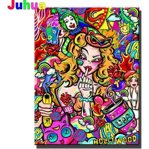 Diamond mosaic Cartoon doodle girl Full Square Round stones DIY Diamond Painting Cross Stitch Kits rhinestone Embroidery decor