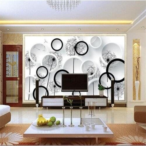 Beibehang 3 d custom wallpaper 3 d circle dandelion wallpaper photo sitting room sofa 3 d mural wall paper pictures