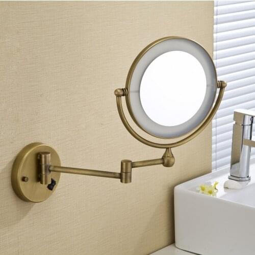 Free Shipping 8"LED light Wall Mounted Round Magnifying Mirror LED Makeup Mirror battery make up ladys private mirrors