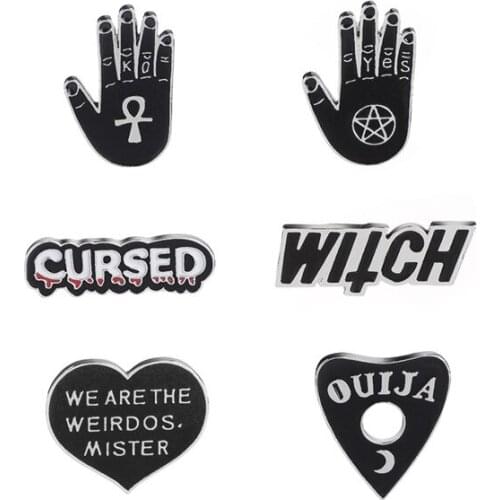 Pins And Brooches Witch Cursed Ouija Black Pin Set Goth Punk Jewelry Party gift