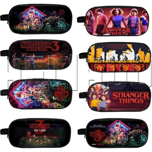 Mochila Stranger Things Pencil Case Pencil Box Makeup Bag 3d Print Double Zipper Kpop for Kids School Supplies Cosmetic Bag Case