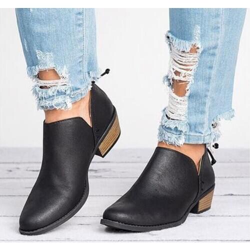 Spring Autumn Women Butterfly-knot Chelsea Boots Slip-On Med High Heels Female Shoes Short Boots Pointed Toe Shoes Woman