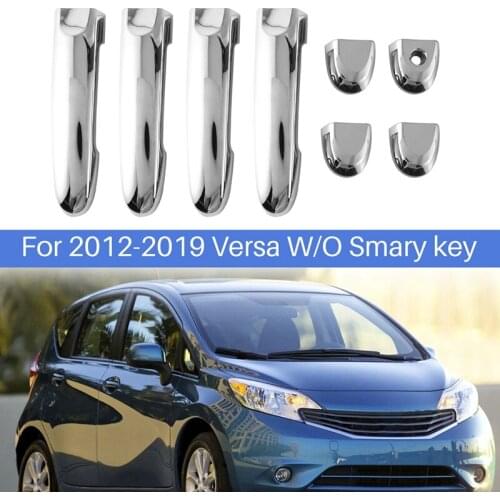 For 2012-2019 Nissan Versa Chrome Outside Exterior Door Handle Protector Cover Trim W/O Smarykey