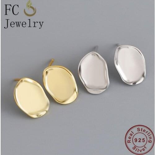 FC Jewelry 100% 925 Sterling Silver Gold Color Irregular Shell Nails Shape Stud Earrings Girl Women Brincos 2020 NEW ARRIVAL