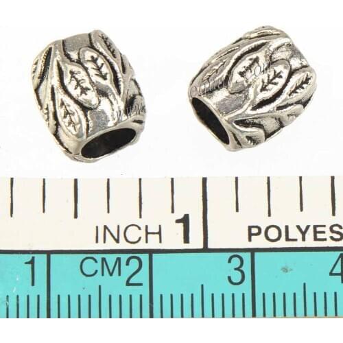 Beads Making Bracelets Tube 5mm Hole Plants Branch Vintage Silver Plated Metal DIY Custom Jewelry Components Supplies 11mm 20pcs