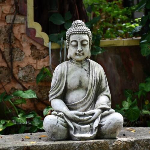Model Big Size 66Cm Sitting Buddha Statue Garden Sculpture Home Ornaments Statues Outdoor Simulation Pond Decor Landscape Crafts