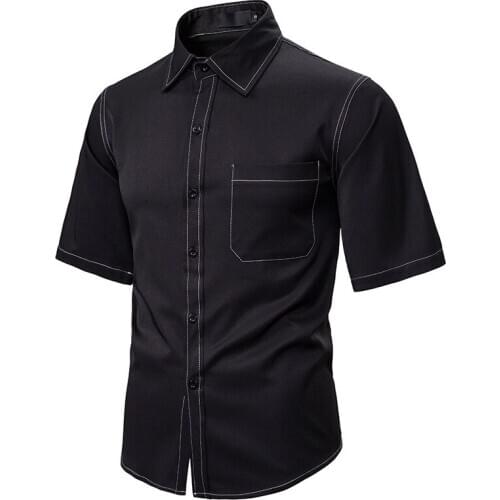 Mens Hipster Streetwear Casual Shirts 2020 Brand Slim Fit Short Sleeve Shirt Men Hip Hop Pocket Shirt Male Camisa Masculina XXL