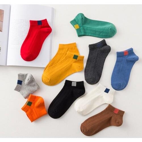 5pairs Women Ankle Socks Solid Colorful Funny Art Cute Japanese Short Sock Meias Warm Autumn Winter Cotton Female Socks Hosiery