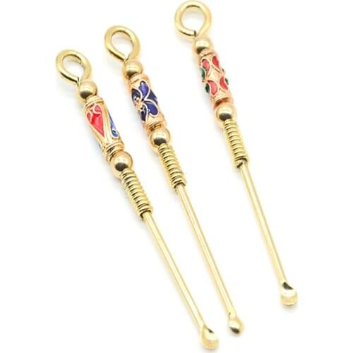 New 1pc Ear Spoons Ear Wax Remover Curette Cleaner Keychain Pendants Retro Brass Portable Ear Cleaning Tool Ear Pick