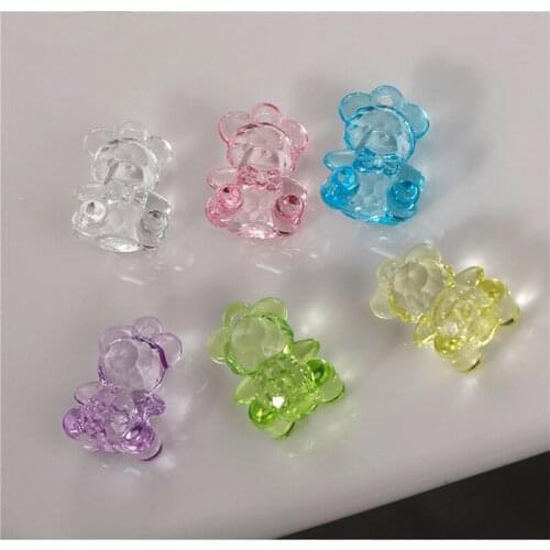 Newest 60pcs/lot color transparent animals cartoon 3D bears shape acrylic beads diy jewelry earring/garment/keychain accessory
