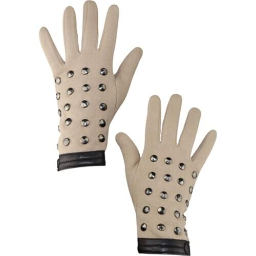 Womens Winter Gloves Non-Fur Woven Fancy Beige Combing New Fashion Soft Warm Women Thick Warm Cycling Driving Gloves