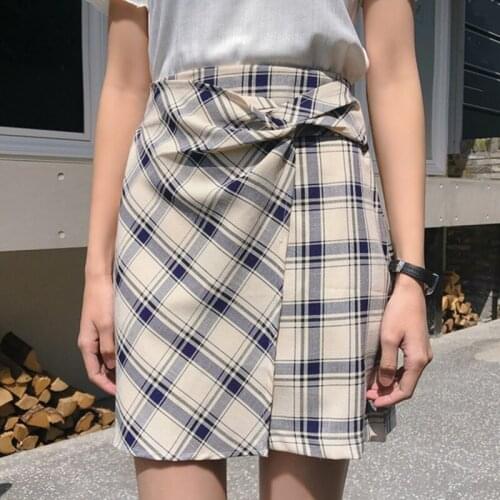Casual Korean Plaid Women High Waist A-Line Skirt Summer Sweet Kawaii Female Mini Skirts Female