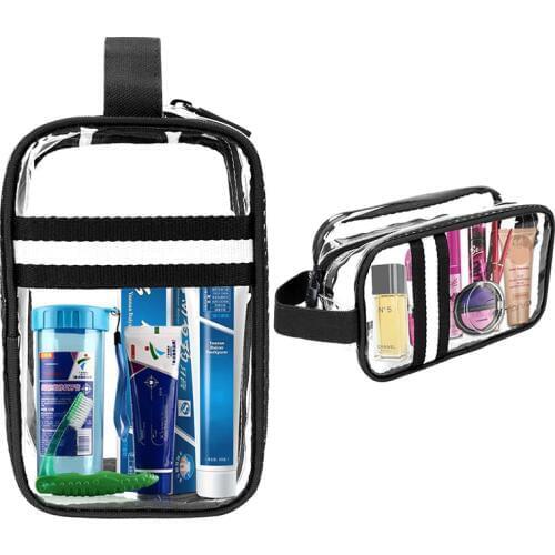 Clear Toiletry Bag Travel PVC Waterproof Large Zipper Cosmetic Bag Makeup Storage Organizer Pouch with Handle for Men Women