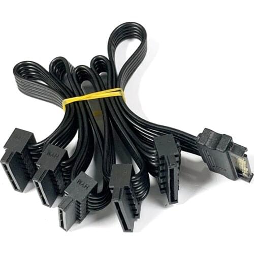 15Pin SATA Power Supply Splitter Cable Hard Drive 1 Male to 5 Female Extension Power Cord for Chia DIY PC Sever Wire length 76mm